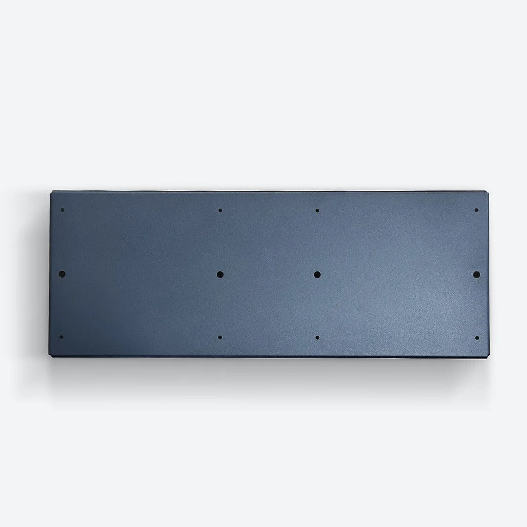DOF Reality HoneyComb A+B Adapter - flat dark blue metal mounting plate with pre-drilled hole patterns, top-down view