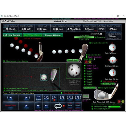GSA Golf VisTrak SCX Pro - monitor software overhead view showing ball trajectory trace