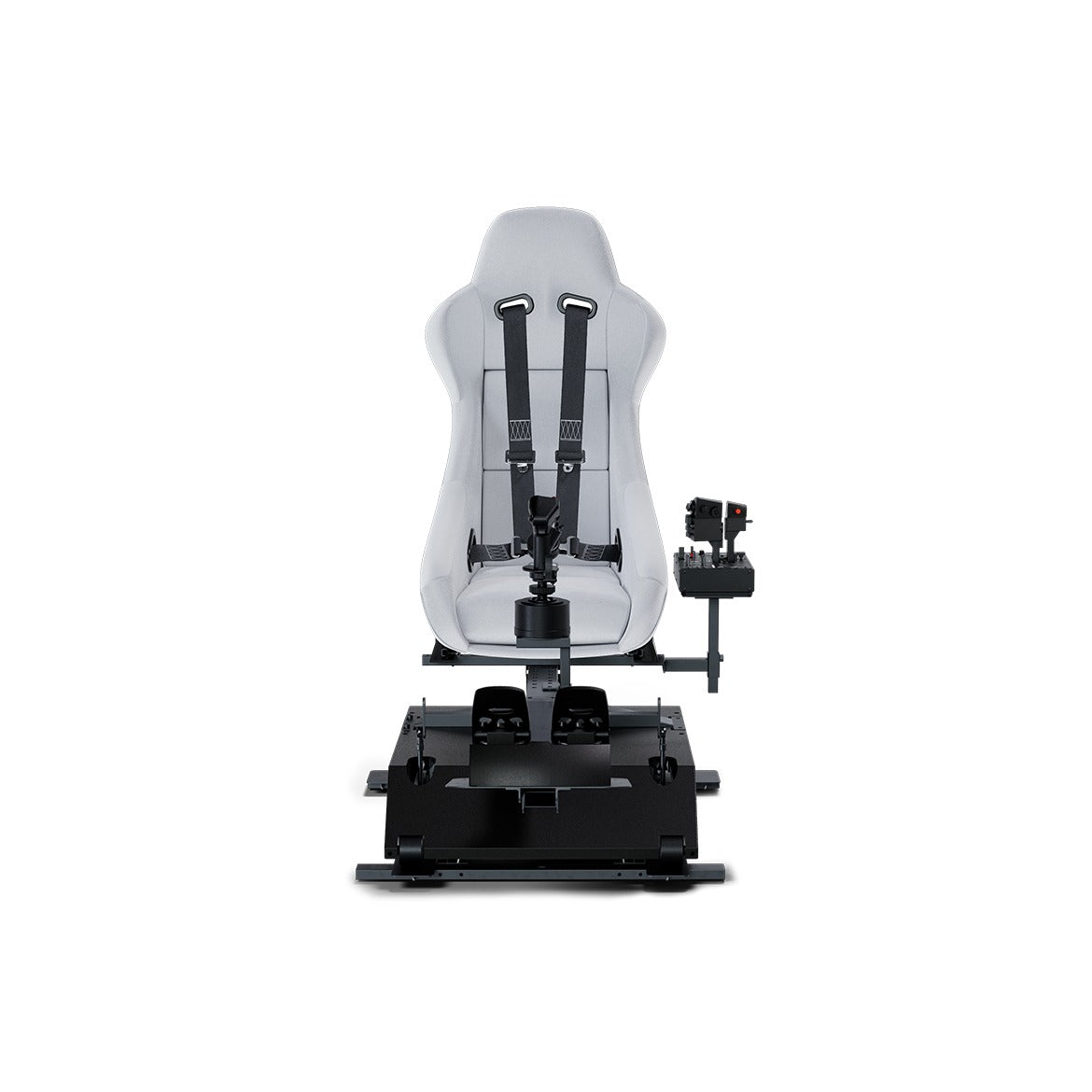 DOF Reality 3-Axis Hero (H3) - front view of helicopter cockpit on H3 platform with collective lever and cyclic stick