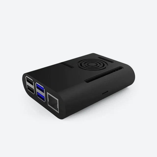 DOF Reality MagicBox for PS/XBOX - angled view showing USB ports, ethernet port, and top ventilation fan
