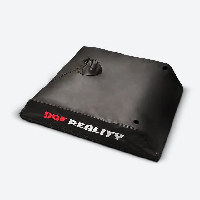 DOF Reality Soft Protection Cover - black vinyl dust cover on wider platform showing DOF Reality logo and drawstring vent