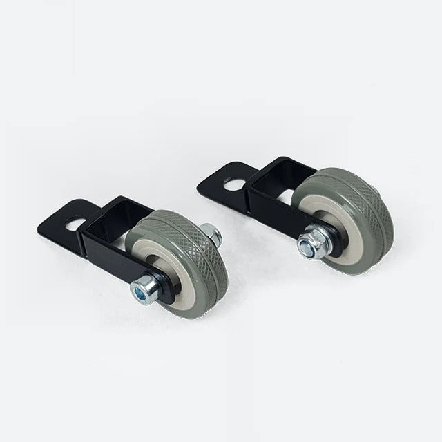 DOF Reality Wheels for 2 DOF - pair of grey rubber transport wheels with metal mounting brackets for 2-axis platform