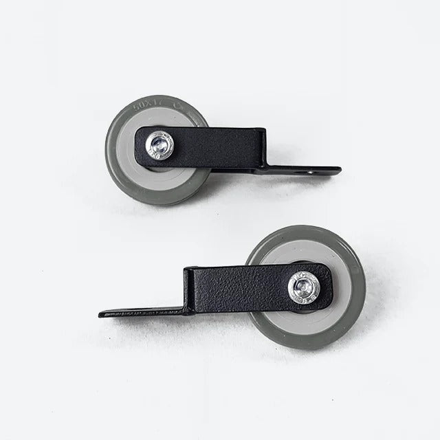 DOF Reality Wheels for 3 DOF - two grey rubber platform wheels shown installed on 3-axis motion platform frame