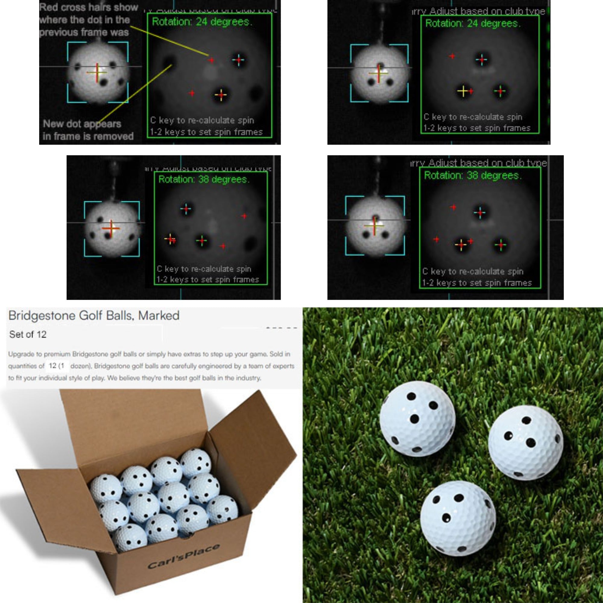 GSA Golf Eagle - ball spin capture frame showing backspin rotation detection
