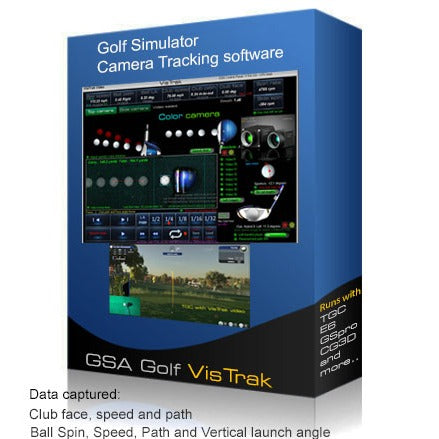 GSA Golf VisTrak SCX Pro - tracking software display showing captured shot parameters