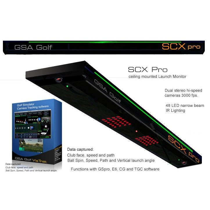 GSA Golf VisTrak SCX Pro - specifications diagram with labeled components and dimensions