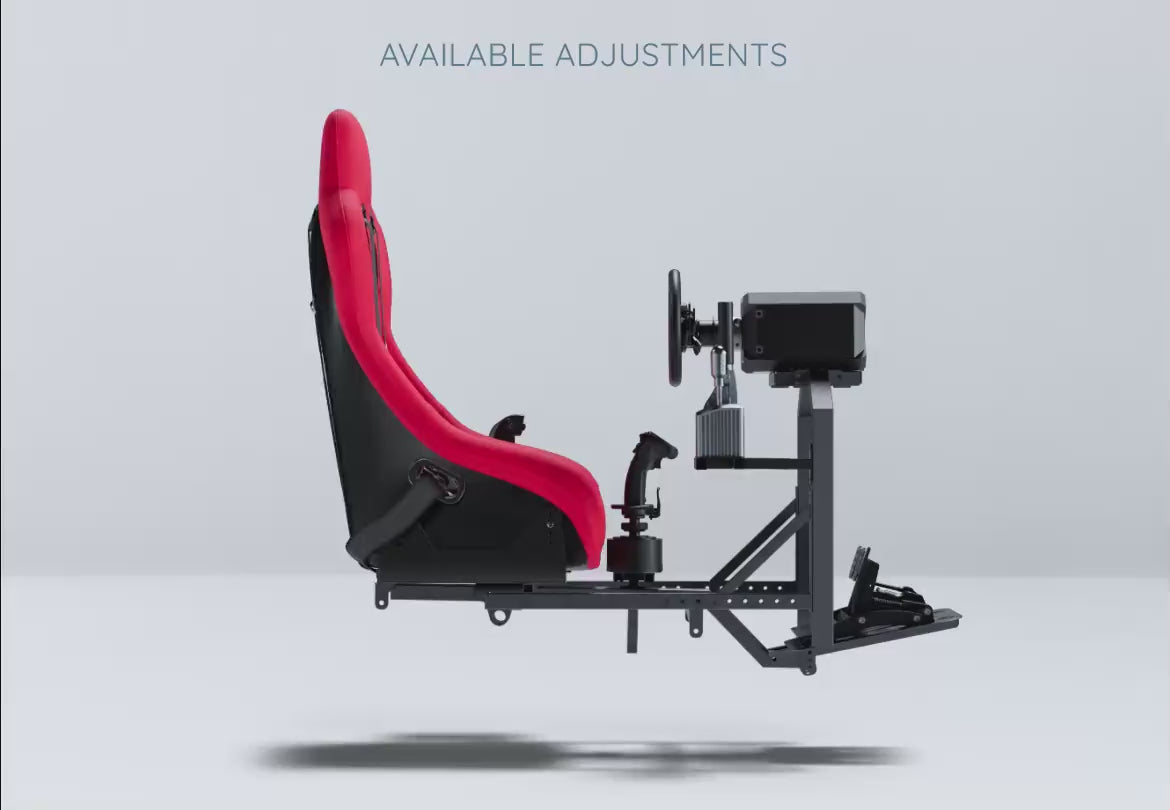 Video showing seat and setup adjustment options for DOF Reality sim racing motion platform